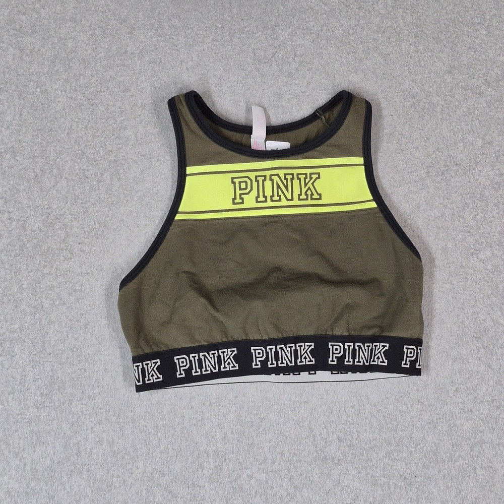Victoria's Secret PINK Women Sports Bra Medium Olive Crop Wireless